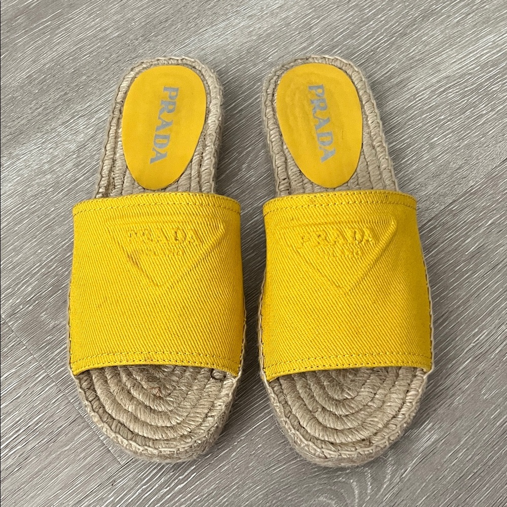 Prada Sunny Yellow Espadrille Sandals